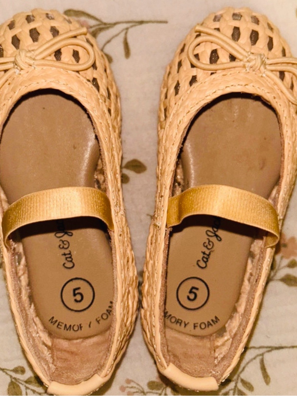 Cat & Jack Cream Woven Ballet Flats with Elastic Strap
